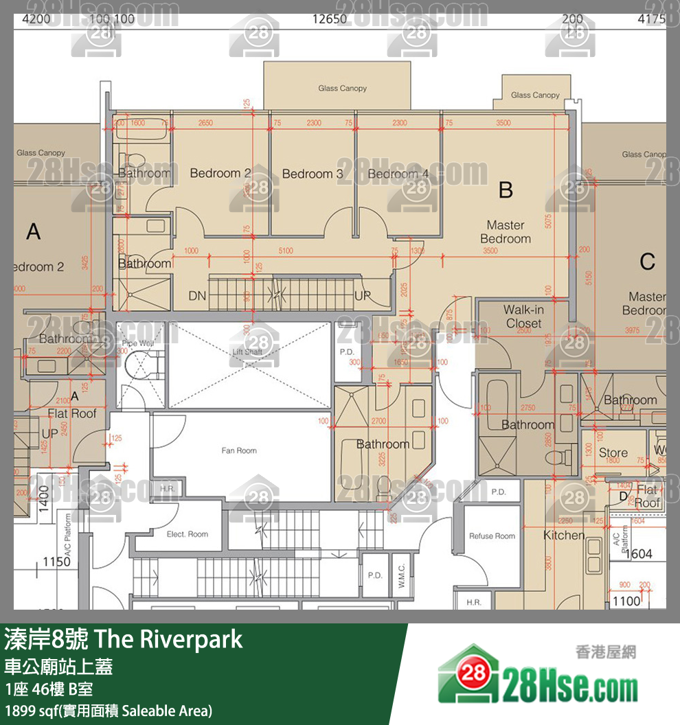溱岸8號 1座46樓 B室 平面圖