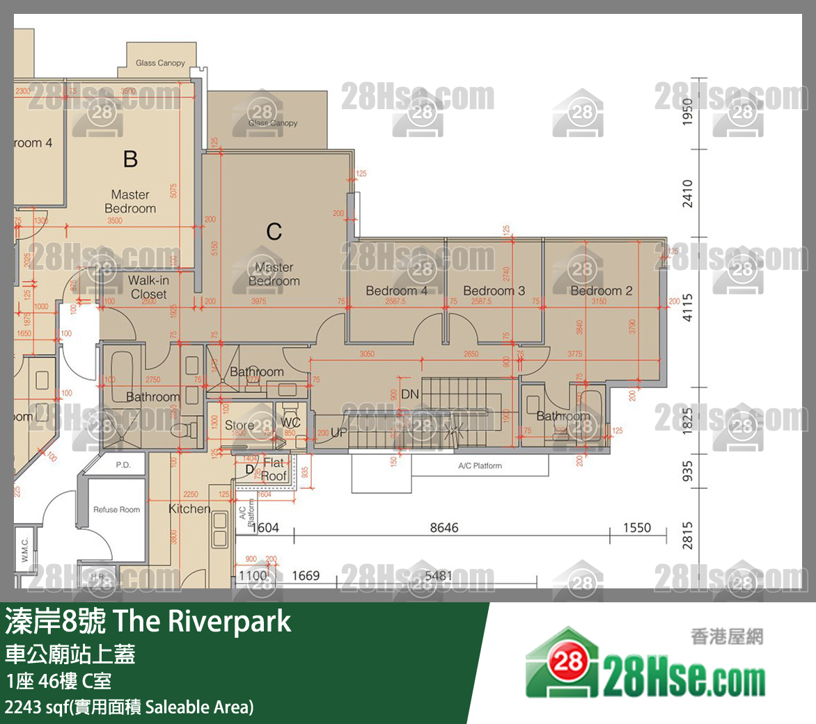 溱岸8號 1座46樓 C室 平面圖