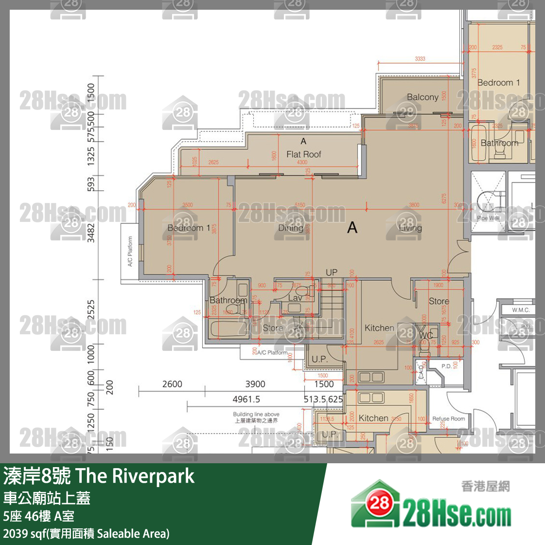溱岸8號 5座46樓 A室 平面圖