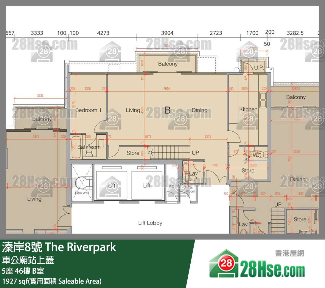 溱岸8号 5座46楼 B室 平面图