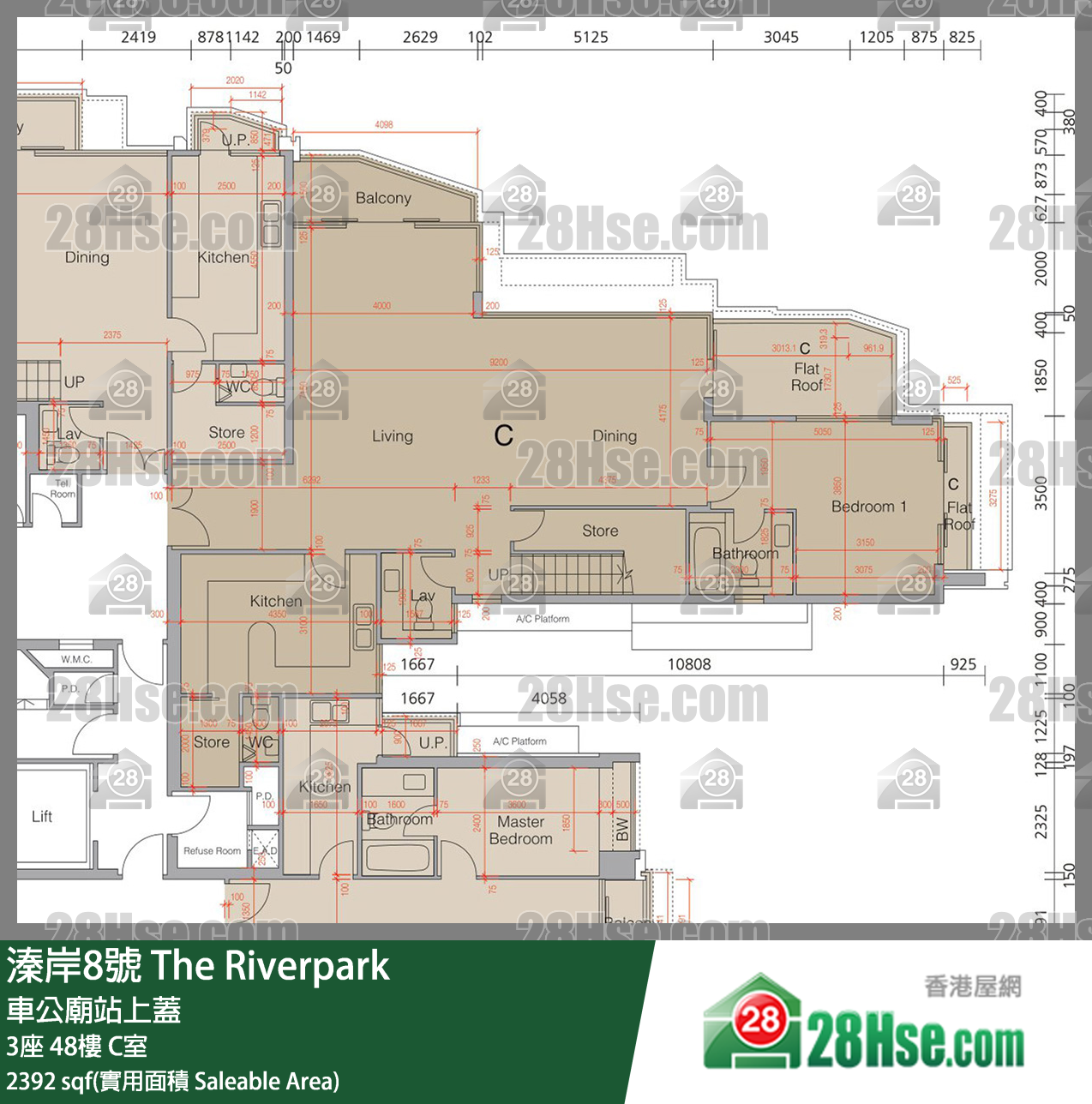 溱岸8號 3座48樓 C室 平面圖