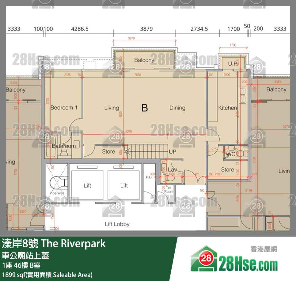 溱岸8號 1座46樓 B室 平面圖