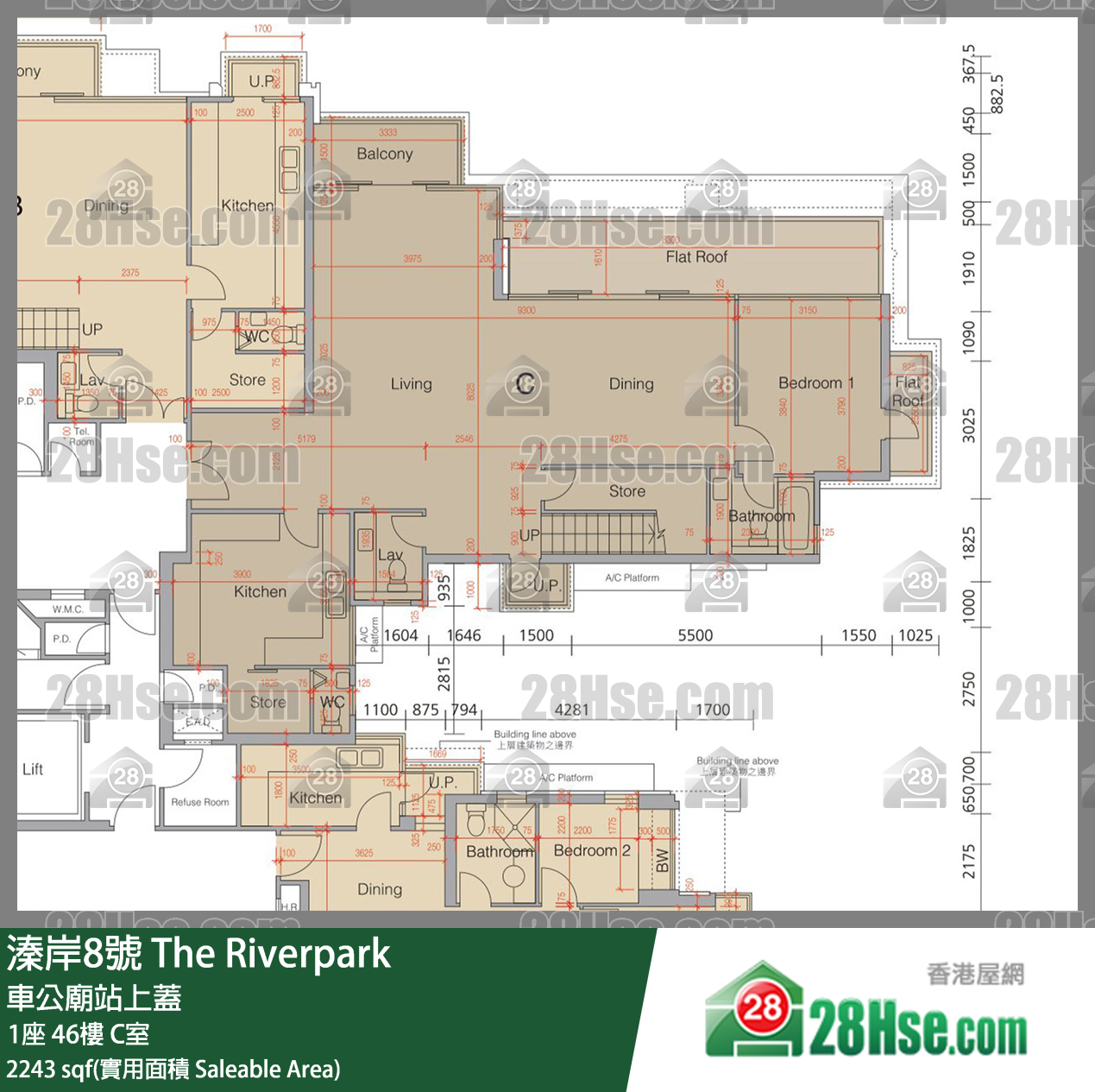 溱岸8號 1座46樓 C室 平面圖