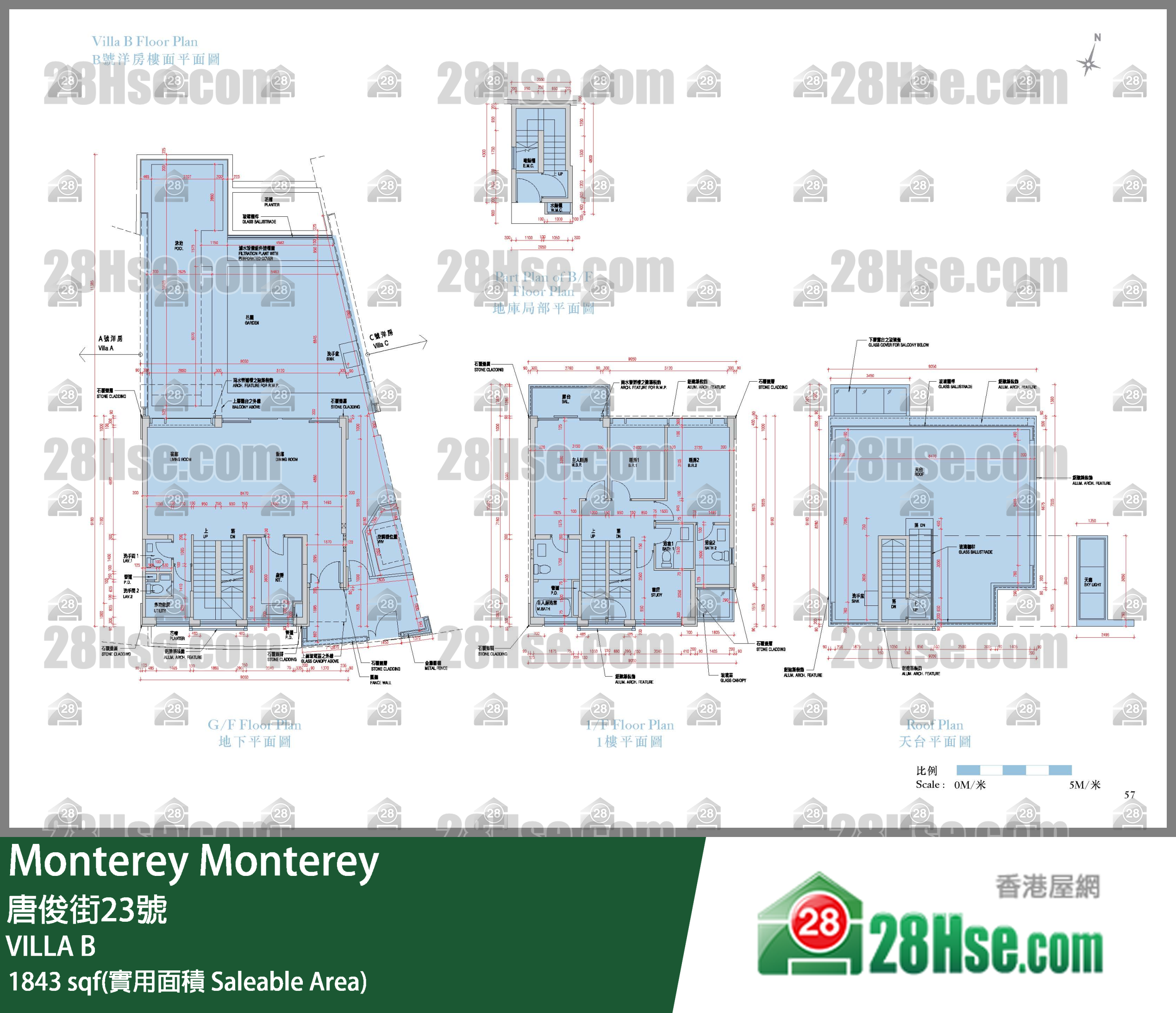 Monterey 独立屋 VILLA B 平面图