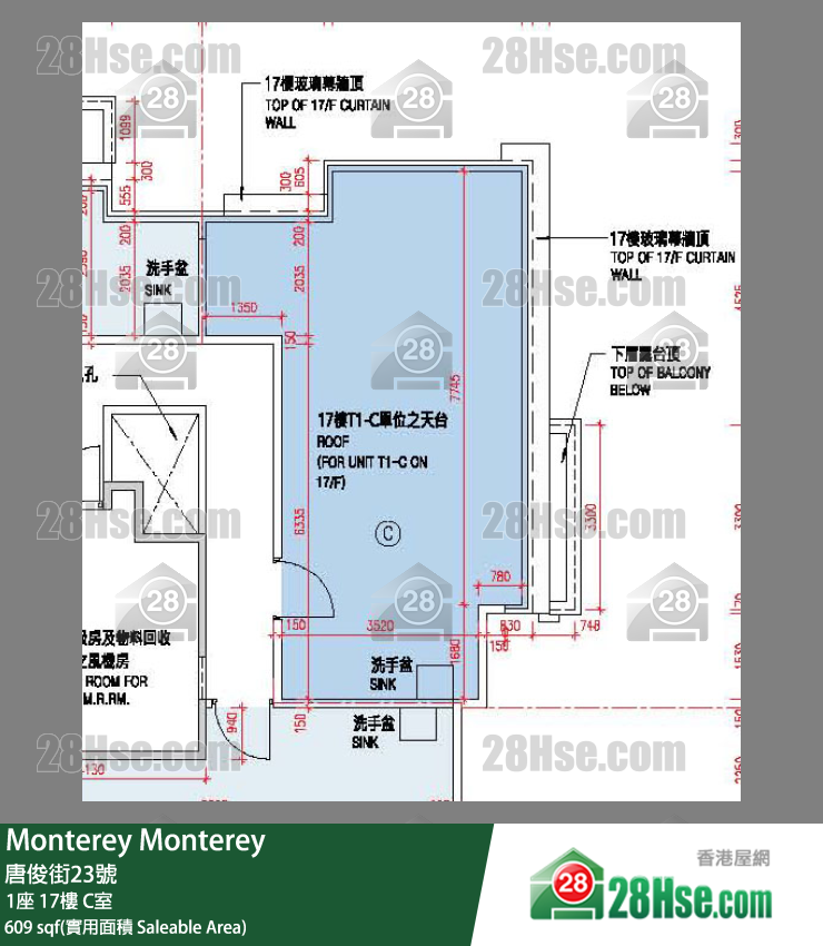 Monterey 大廈 1座 17樓 C室 平面圖