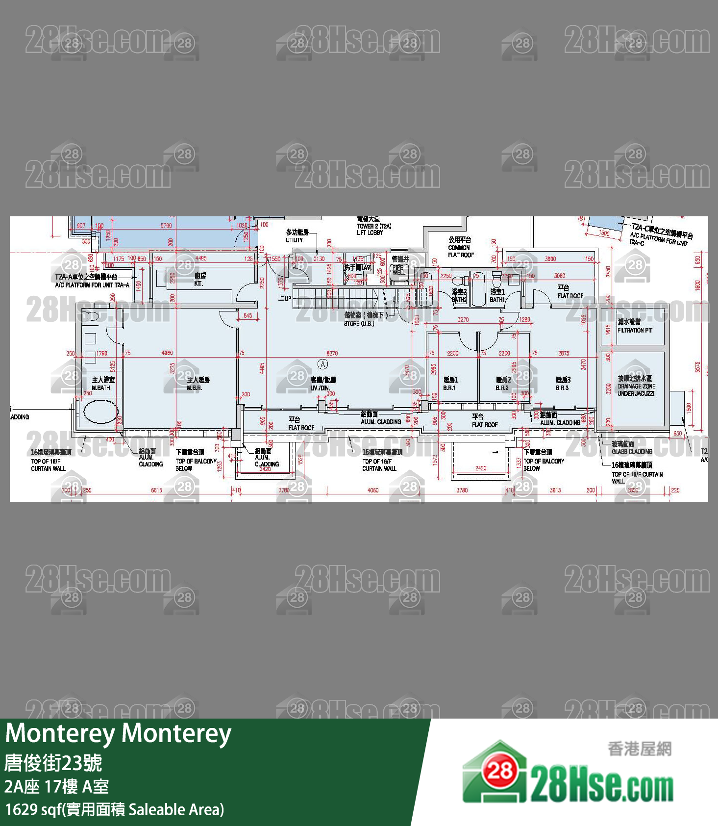 Monterey 大厦 2A座 17楼 A室 平面图