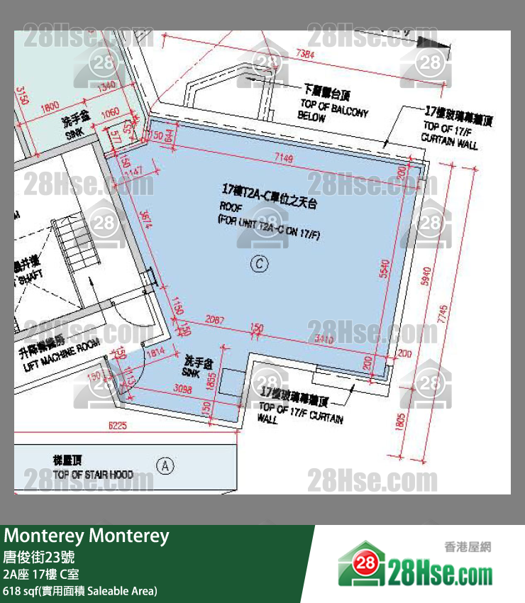 Monterey 大厦 2A座 17楼 C室 平面图
