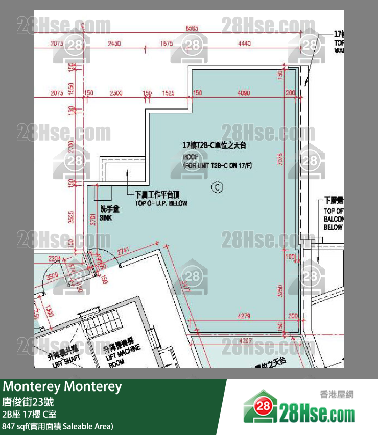 Monterey 大厦 2B座 17楼 C室 平面图