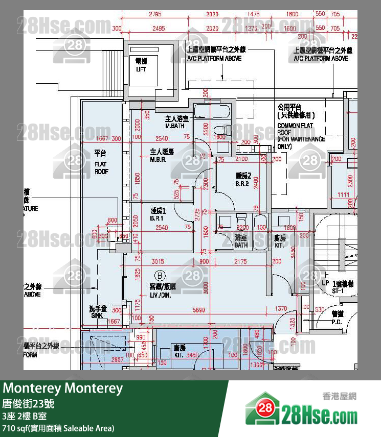 Monterey 大厦3座2楼 B室 平面图