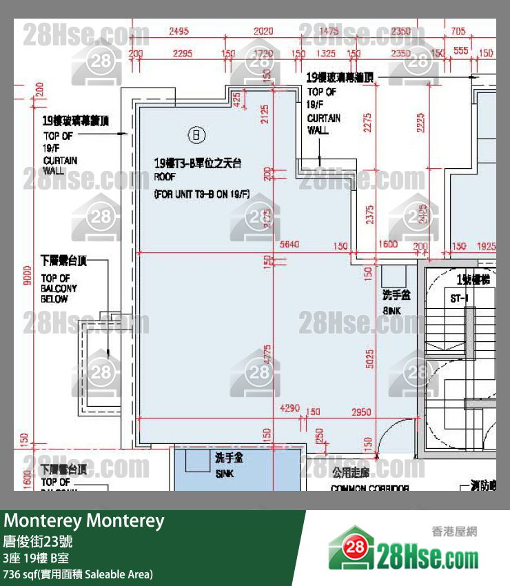 Monterey 大厦3座19楼 B室 平面图