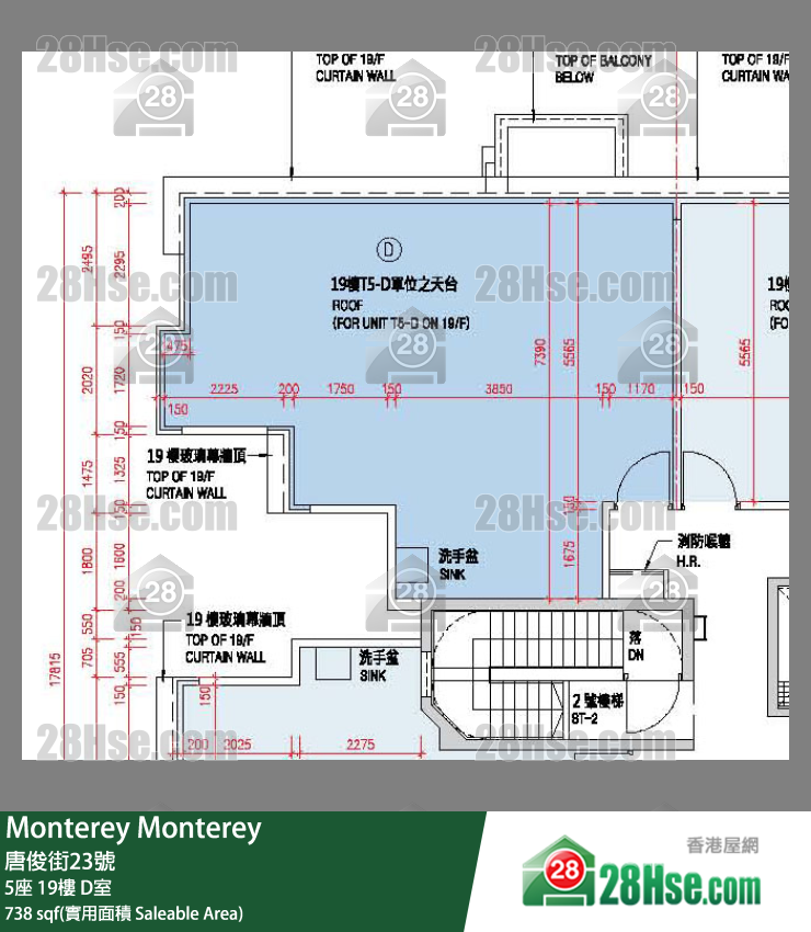 Monterey 大厦5座19楼 D室 平面图