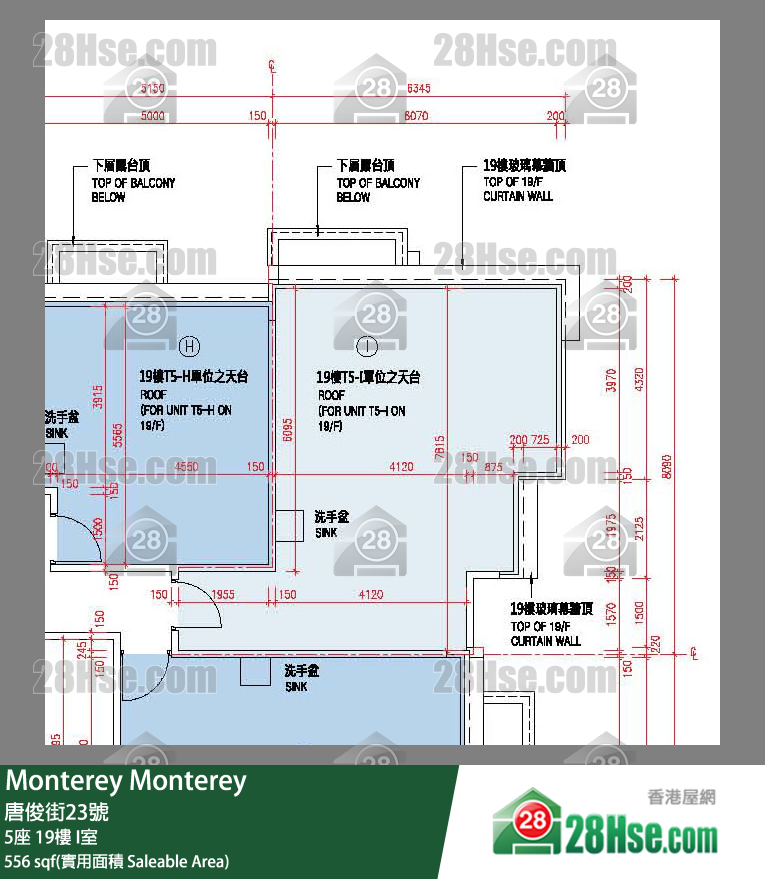 Monterey 大厦 5座 19楼 I室 平面图