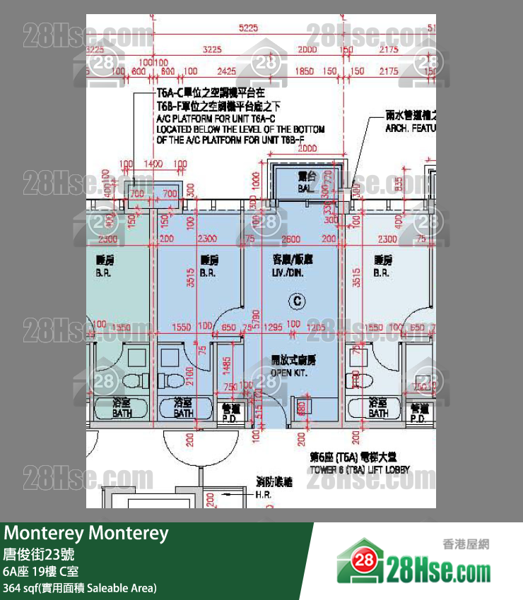 Monterey 大厦6A座19楼 C室 平面图