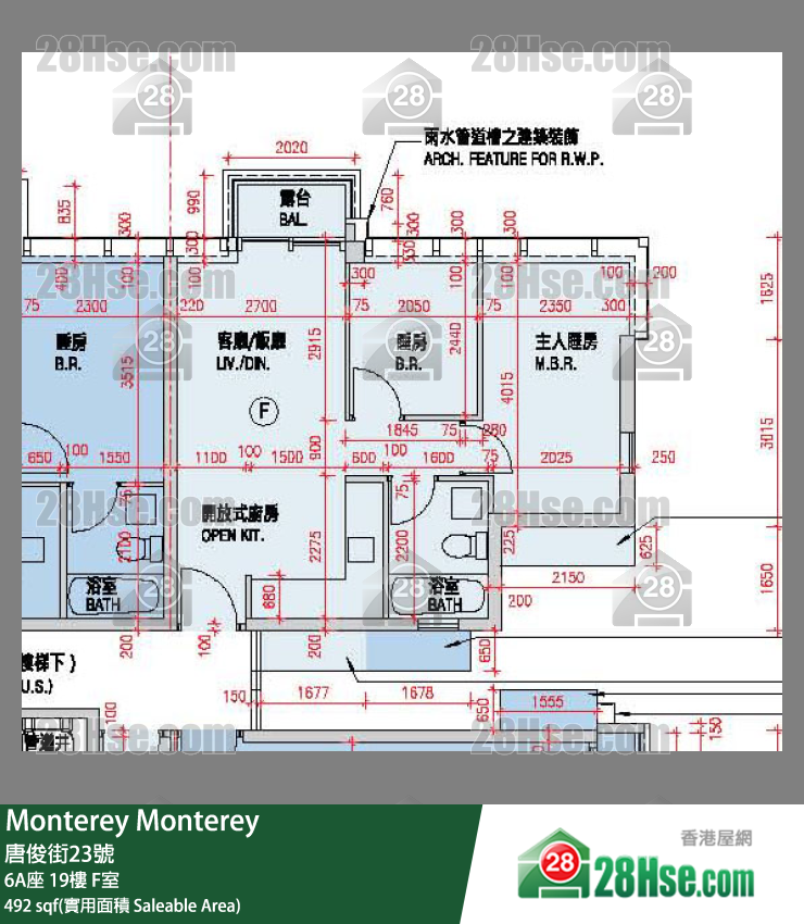 Monterey 大厦6A座19楼 F室 平面图