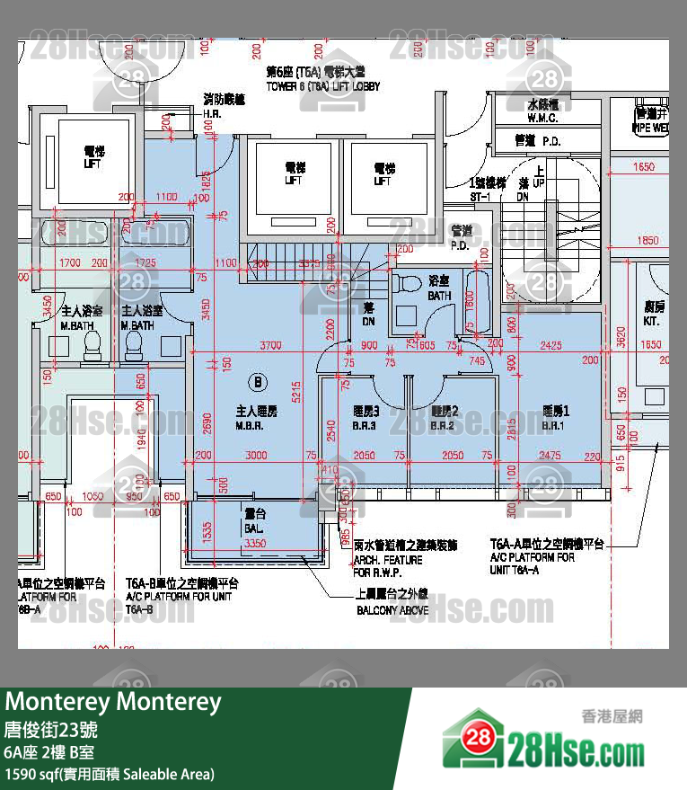 Monterey 大厦 6A座 2楼 B室 平面图