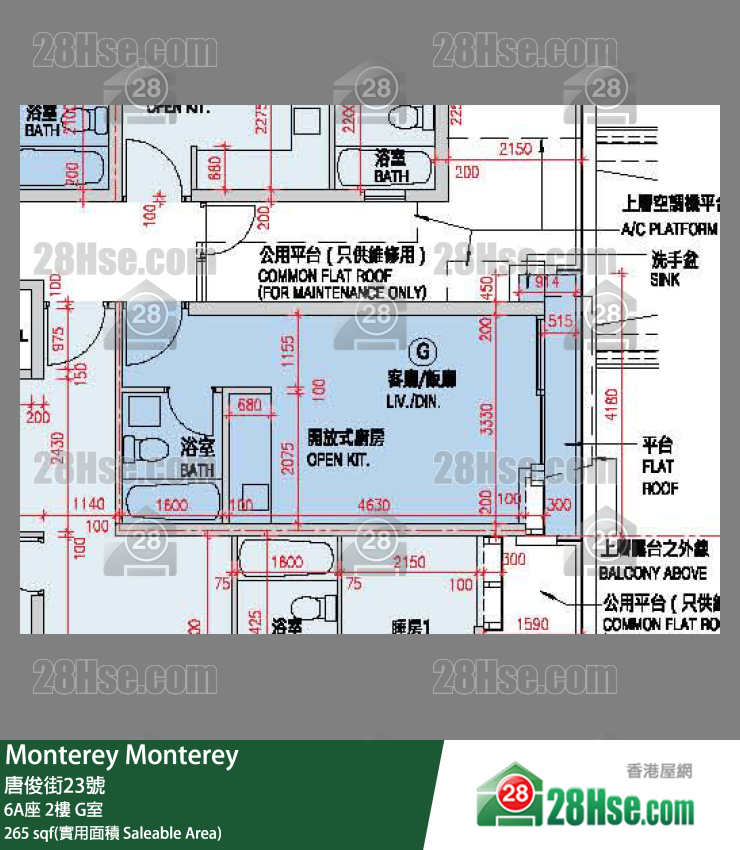 Monterey 大厦 6A座 2楼 G室 平面图