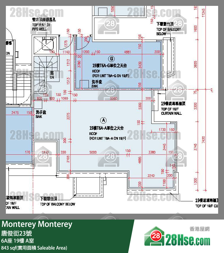 Monterey 大厦6A座19楼 A室 平面图