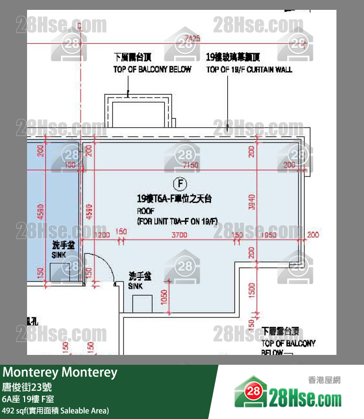 Monterey 大厦6A座19楼 F室 平面图