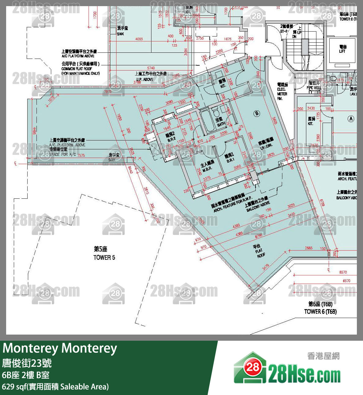 Monterey 大厦 6B座 2楼 B室 平面图