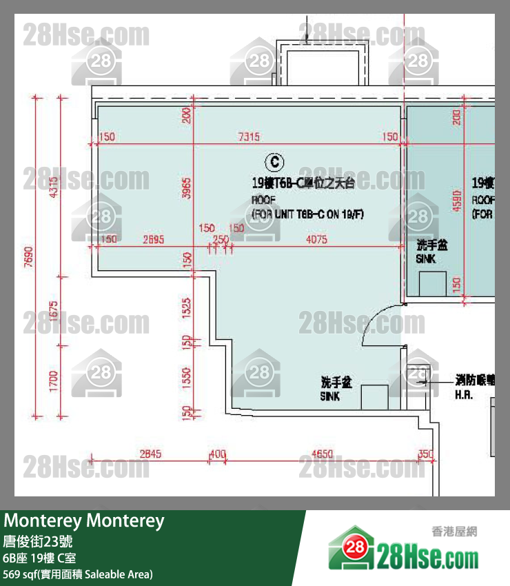 Monterey 大厦6B座19楼 C室 平面图
