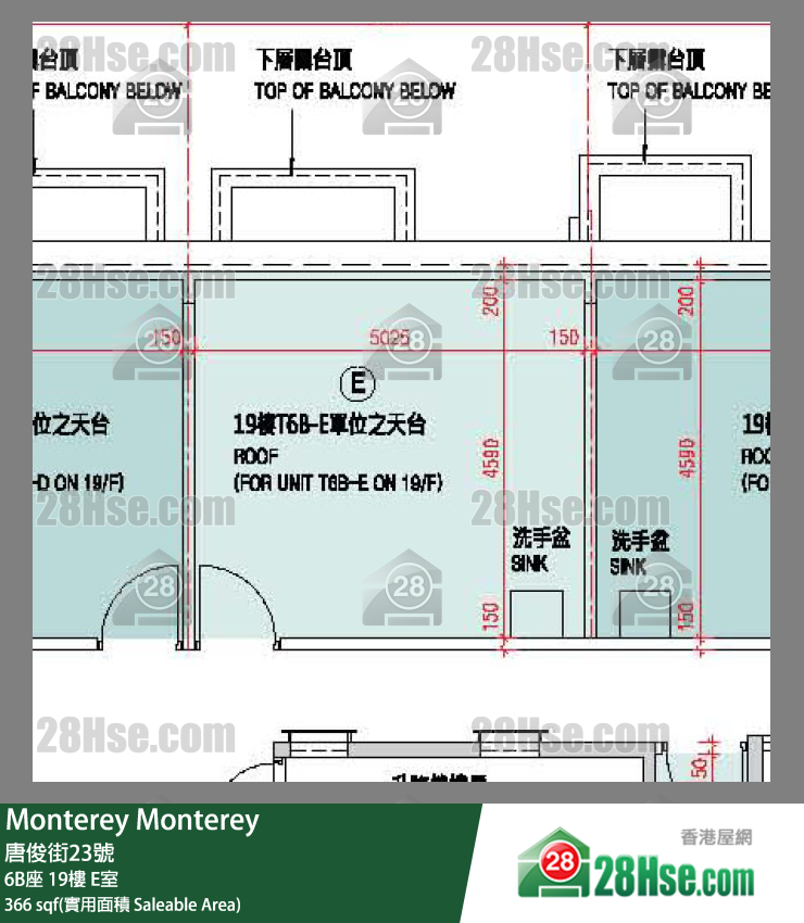 Monterey 大厦6B座19楼 E室 平面图