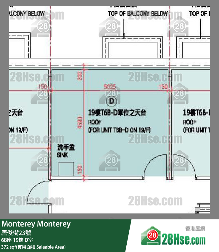 Monterey 大厦6B座19楼 D室 平面图