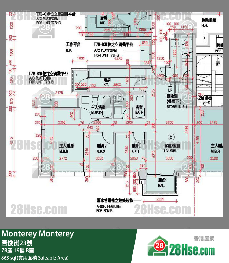 Monterey 大厦7B座19楼 B室 平面图