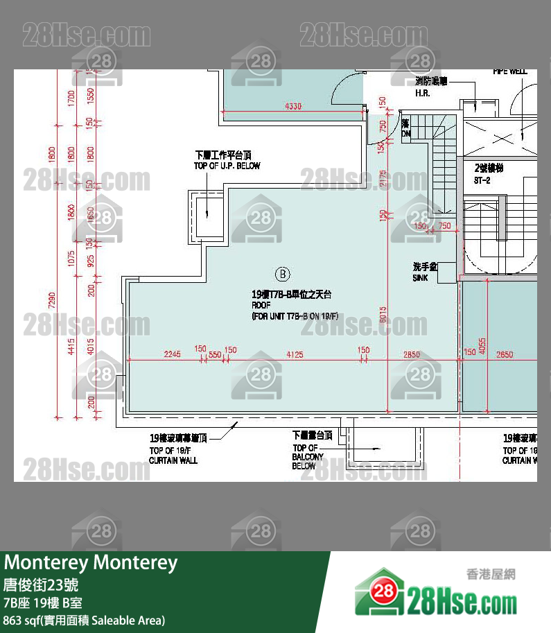 Monterey 大厦7B座19楼 B室 平面图