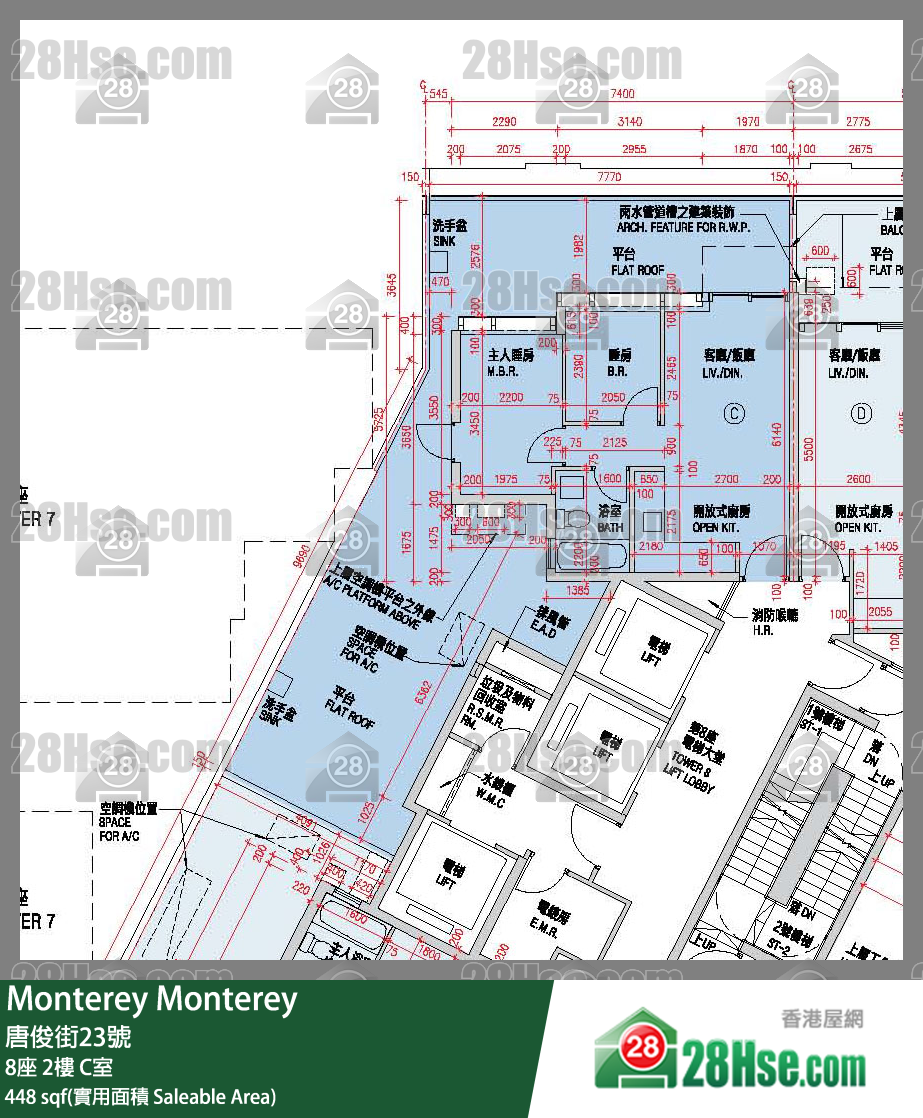 Monterey 大厦 8座 2楼 C室 平面图
