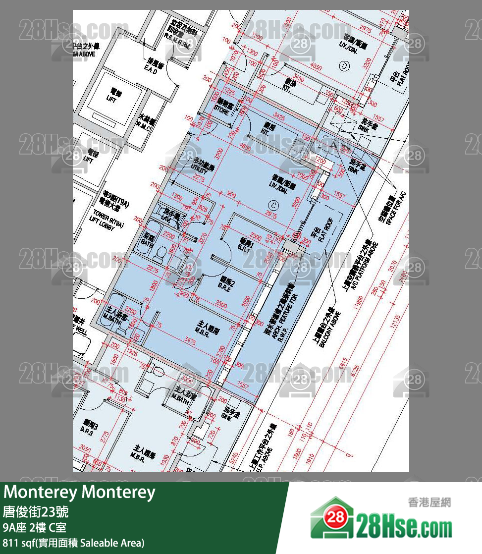 Monterey 大廈 9A座 2樓 C室 平面圖