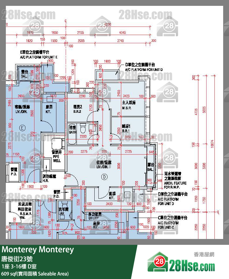 Monterey 大廈1座11樓 D室 平面圖