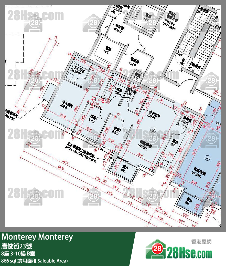 Monterey 大廈 8座 6樓 B室 平面圖