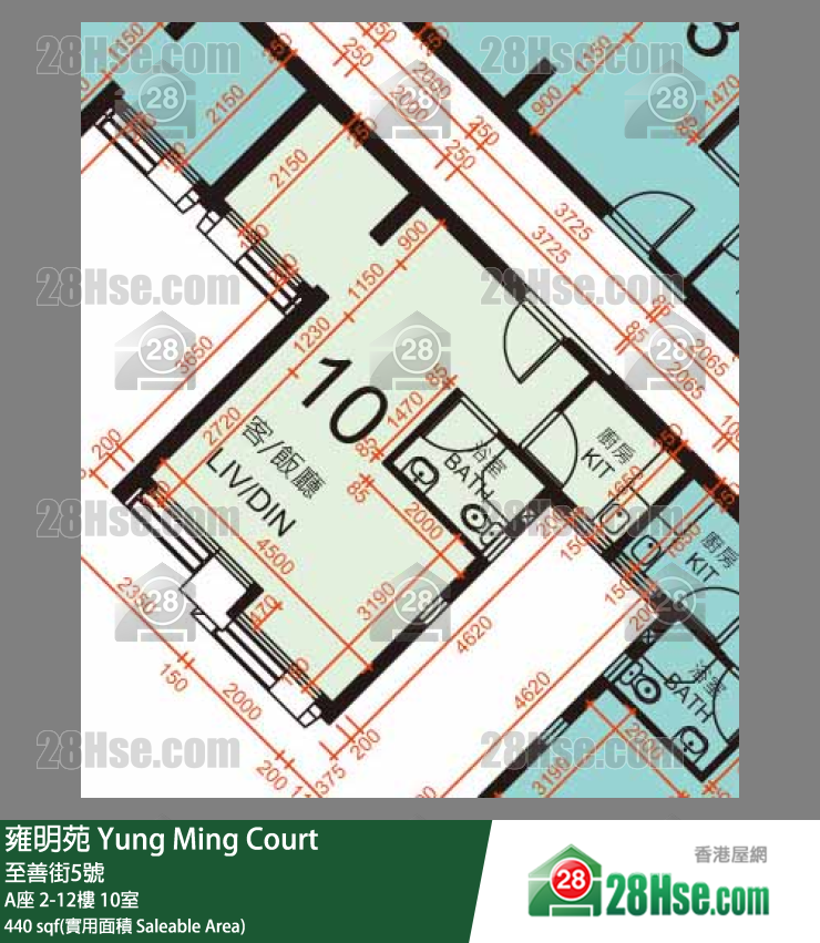 雍明苑 A座 2樓 10室 平面圖