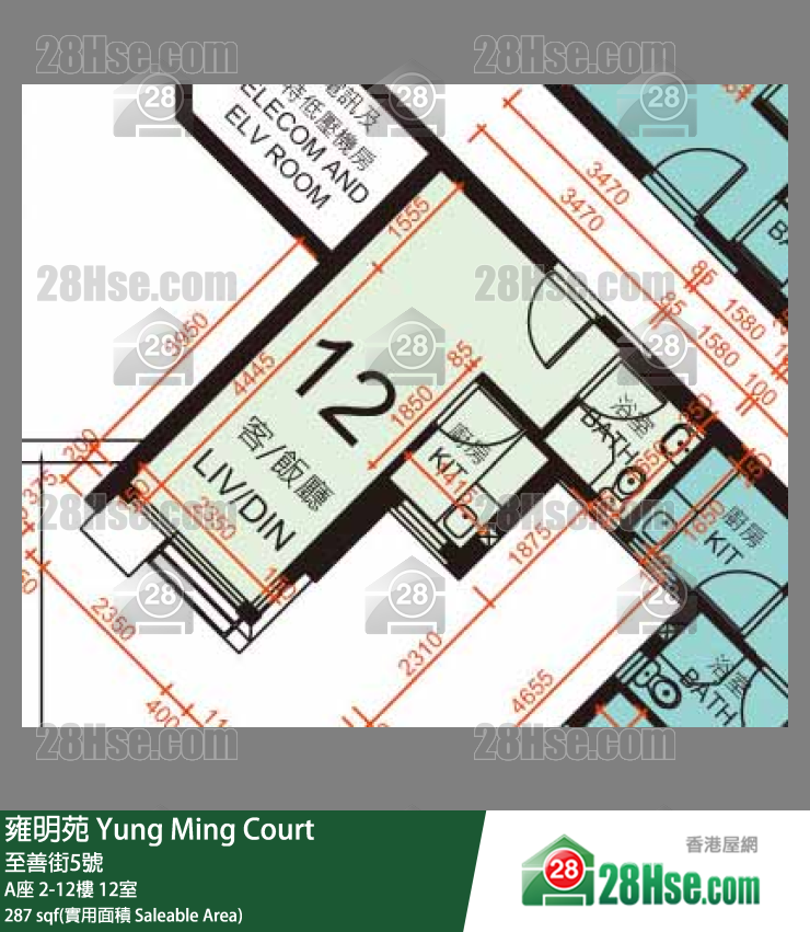 雍明苑 A座 4樓 12室 平面圖