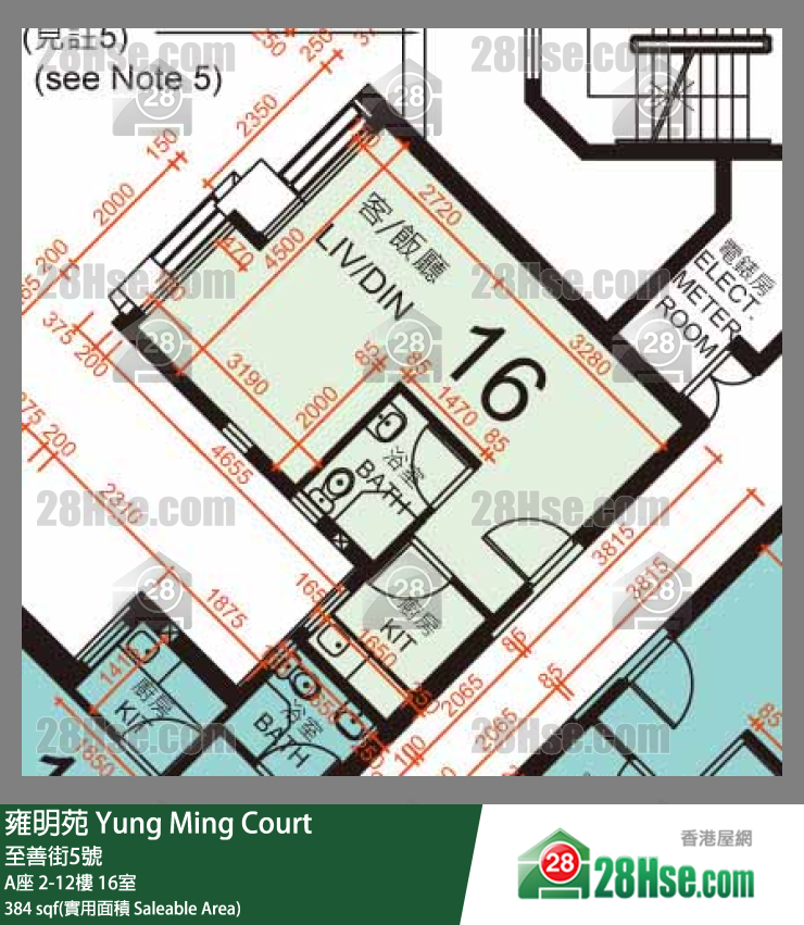 雍明苑 A座 3樓 16室 平面圖