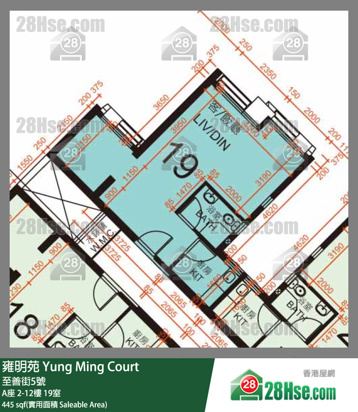 雍明苑 A座 4樓 19室 平面圖