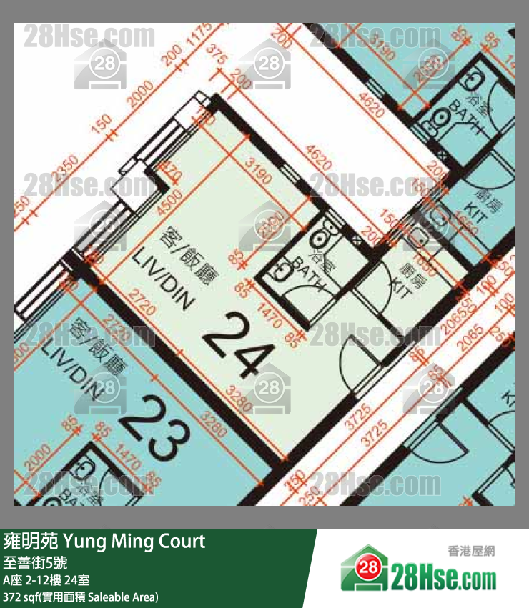 雍明苑 A座 6樓 24室 平面圖