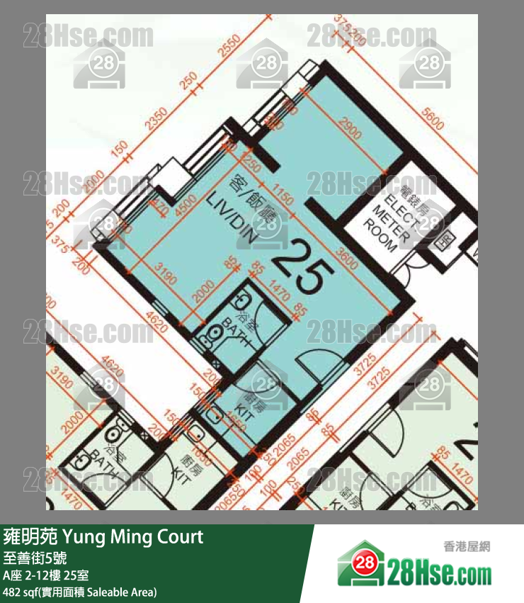 雍明苑 A座 4樓 25室 平面圖