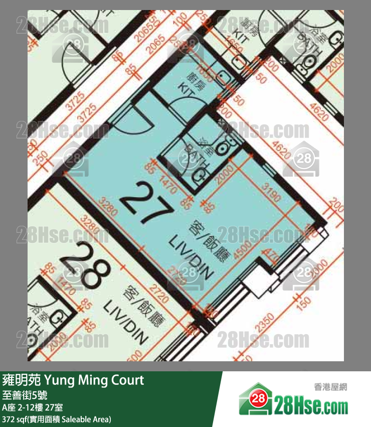 雍明苑 A座 7樓 27室 平面圖