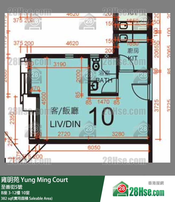 雍明苑 B座 12樓 10室 平面圖