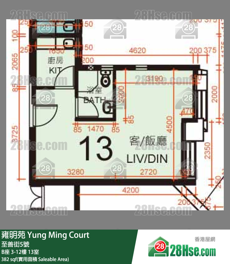 雍明苑 B座 11樓 13室 平面圖