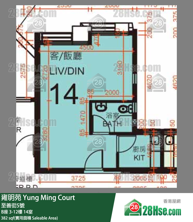 雍明苑 B座 12樓 14室 平面圖