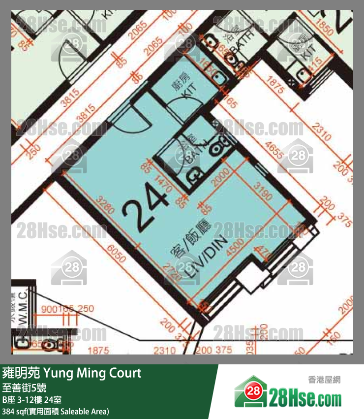 雍明苑 B座 11樓 24室 平面圖