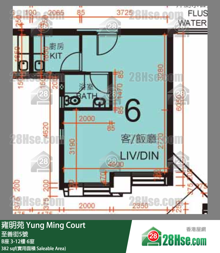 雍明苑 B座 7樓 6室 平面圖