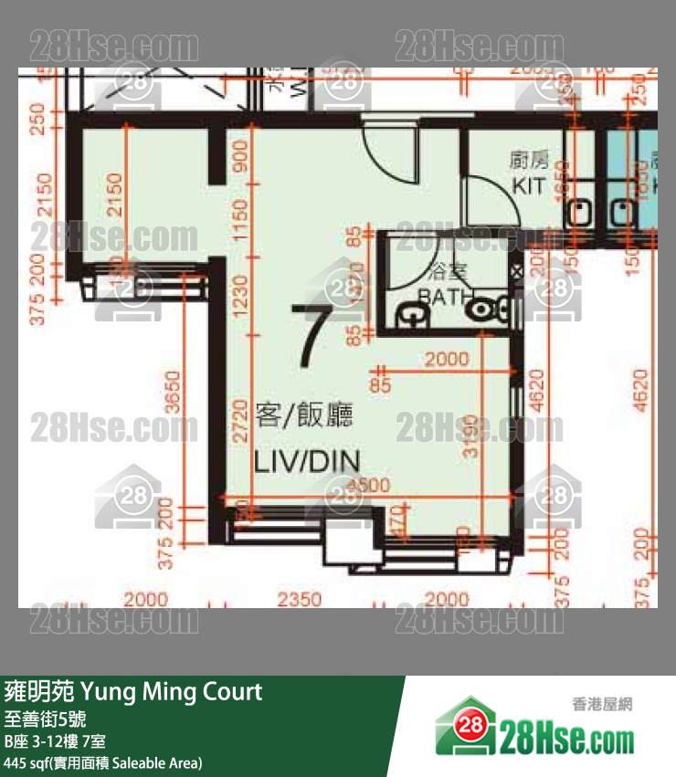 雍明苑 B座 5樓 7室 平面圖