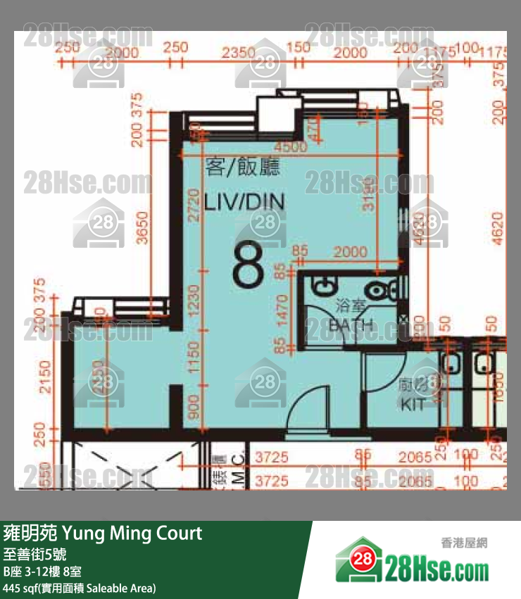 雍明苑 B座 11樓 8室 平面圖