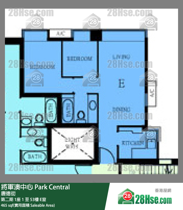 將軍澳中心 第二期 1座21樓 E室 平面圖