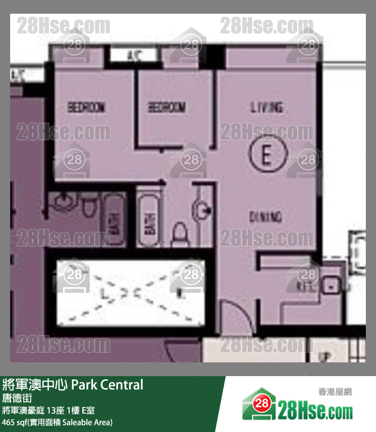 將軍澳中心 將軍澳豪庭 13座1樓 E室 平面圖