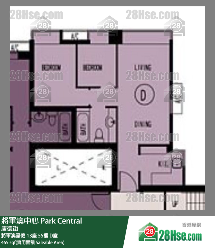 將軍澳中心 將軍澳豪庭 13座 55樓 D室 平面圖