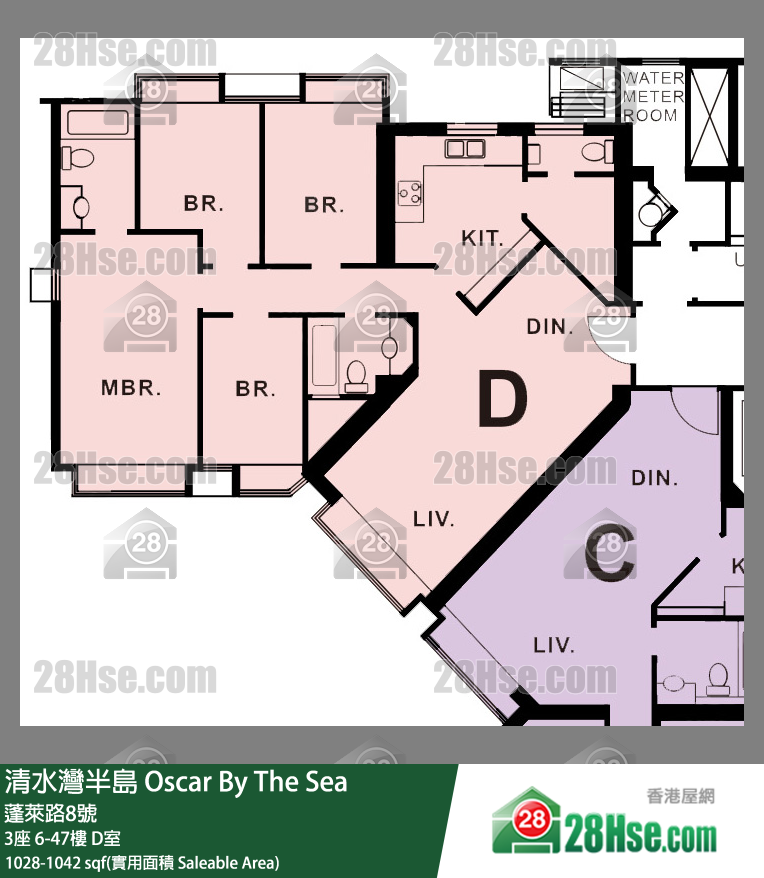 清水湾半岛 3座20楼 D室 平面图